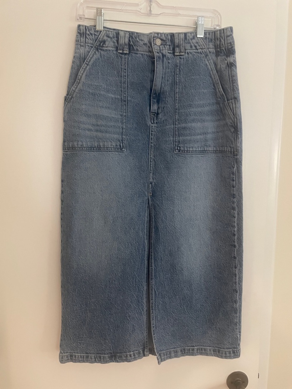 Pistola denim midi skirt front slit.   Size 28 or size 6